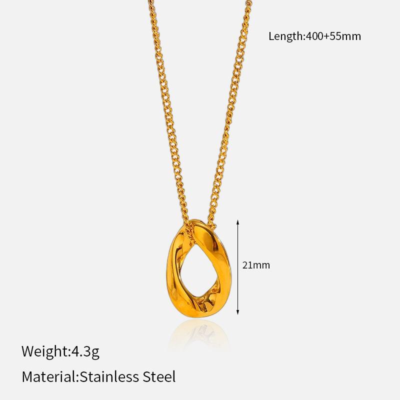 

Unique Hollow Oval Pendant Titanium Steel Necklace Luxury Premium Clavicle Chain Stainless Steel Sweater Chain Jewelry 1