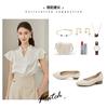 [Cowhide] Simple Chinese style single shoe with hollowed out thick heel, comfortable casual women's leather shoes, elegant wedding shoes