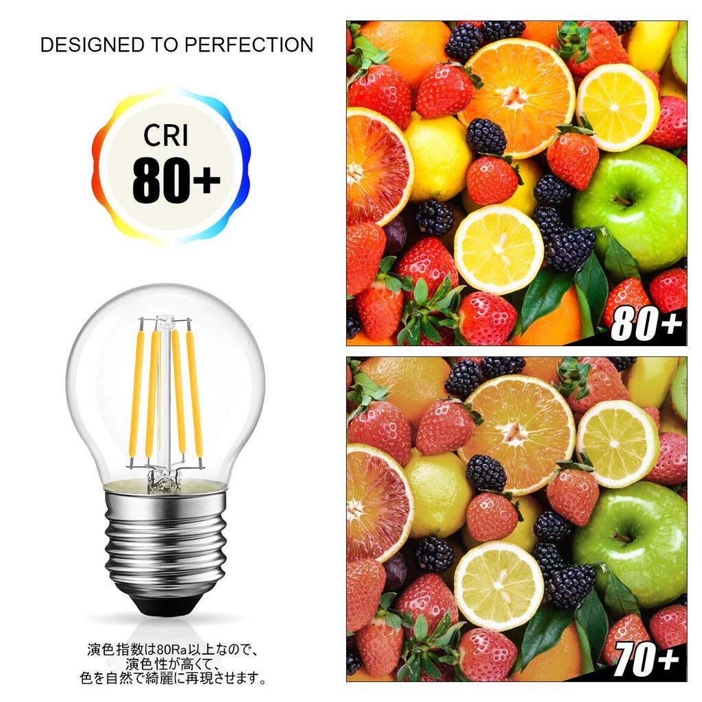 LVWIT LED Filament Bulbs, E26 Base, 40W Equivalent, 470lm, Chandelier, 2700K Warm White, G45 Mini Edison Bulbs, Retro Style, PSE, Pack of 6,