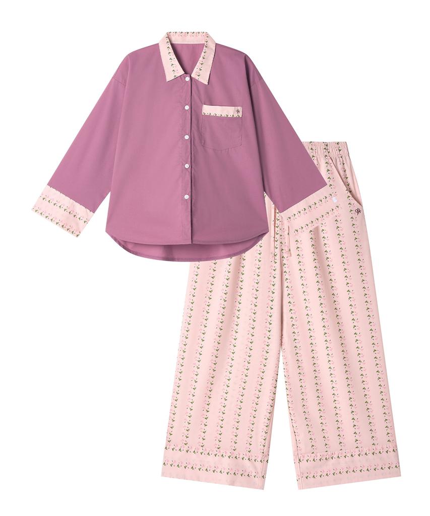 Opeuawoobeuje [2Set] Camilla Bird Long Sleeve Pajama Set