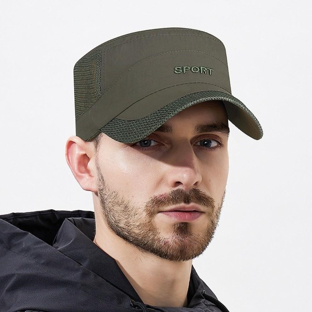 Adjustable Flat Top Cap Sun Protection Quick Drying Cap Retro Mesh Sun Hat Sports Activities
