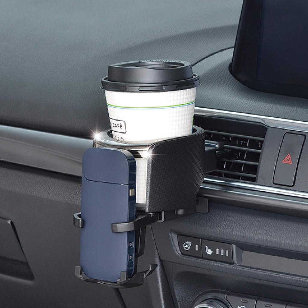 SEIWA Smartphone Air Conditioner Drink Holder Metal Black W922