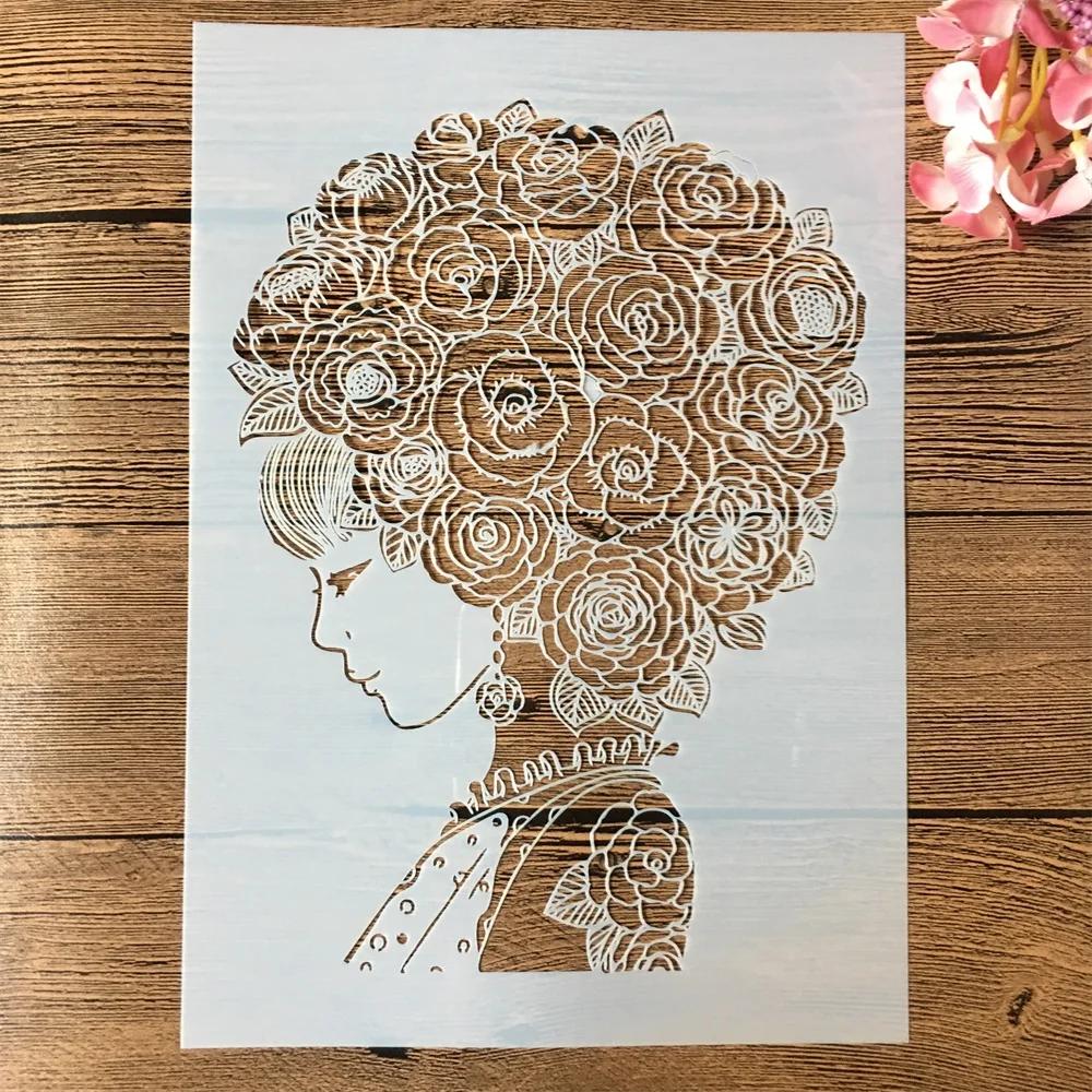 A4 29cm Fashion Lady Girl Hat DIY Layering Stencils Painting Scrapbook Coloring Embossing Album Decorative Template