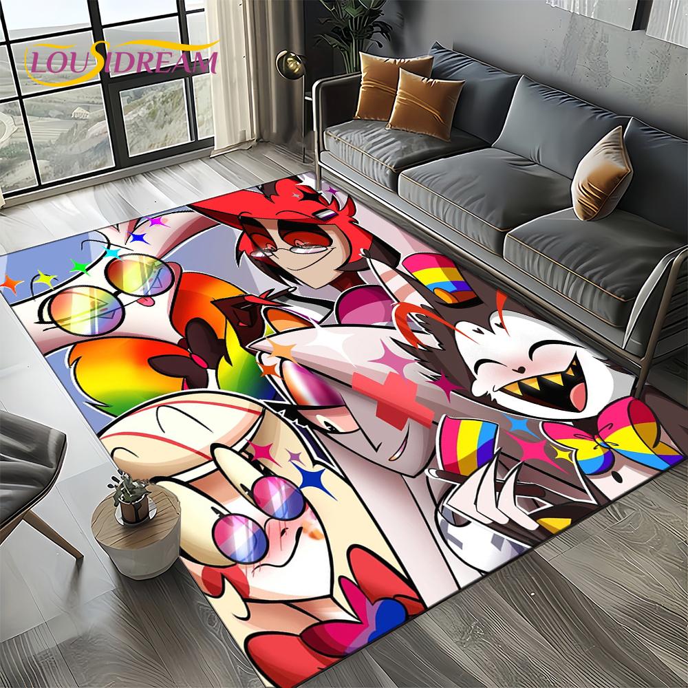 H-Hazbin Hotel Charlie Kreskówkowy Dywanik Dywan do Sypialni Salonu Dekoracja Domowa Sofa, Dekoracja do Zabawy dla Dzieci Mata Podłogowa Prezent