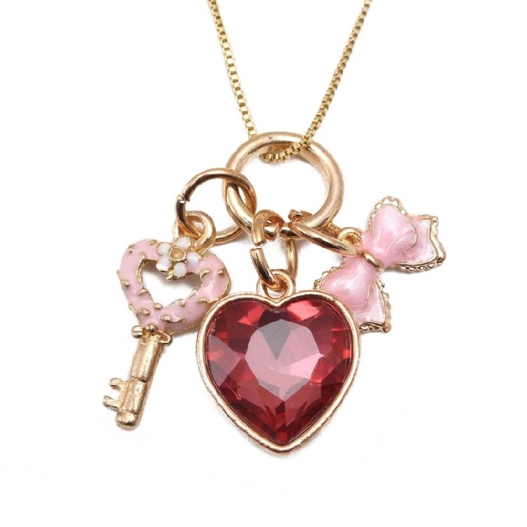 

Lovely Heart Shaped Pendant Necklace Lovely Peach Heart Charm Chain Neckwear Fashionable Kids Neck Jewelry for Birthday