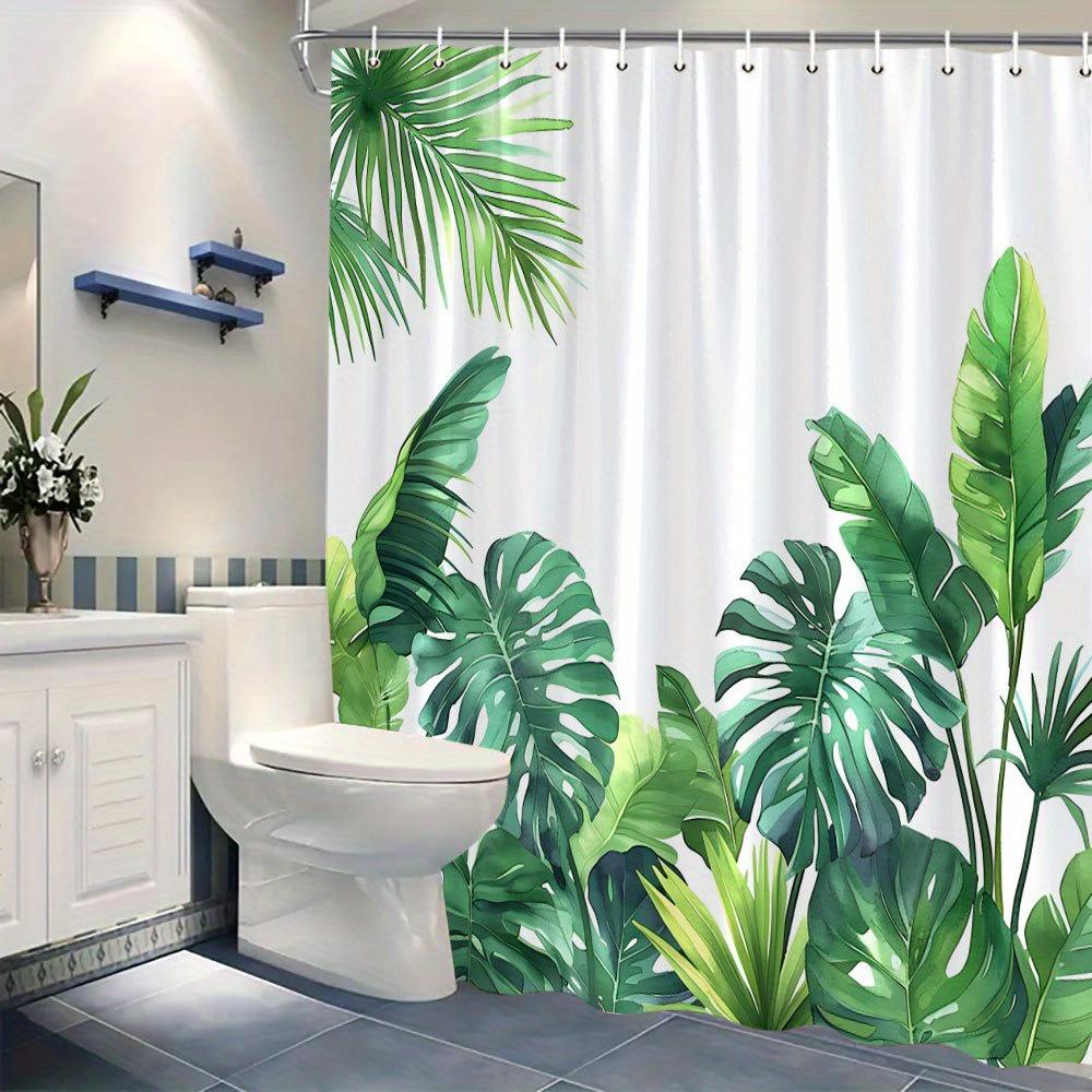 Tropical Palm Leaves Waterproof Shower Curtain for Bathroom Decor, Nature-Inspired and Stylish, Perfect for Modern Homes