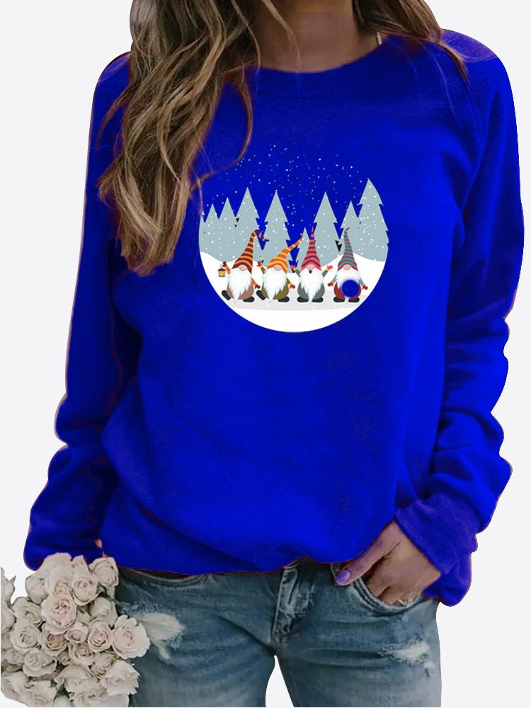 Podzimní Nový Svetr Dámský Potištěný Top Tričko Dámské Kulatý Výstřih Dlouhý Rukáv Ležérní Mikina Plus Size Halenka