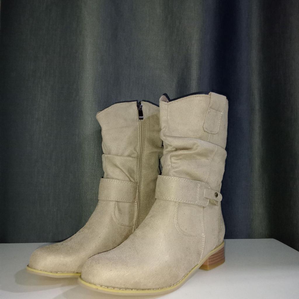 Fashion Women Ankle Boots 2024 Autumn and Winter New European American Style 34-43 Round Head Low Heel Suede Low Barrel Women's Boots