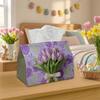2D Flat, a Realistic Floral Tissue Box with a Tulip Design, Made from Durable Fabric. Suitable for the Kitchen, Living Room, Bedroom, and Car, It Is a