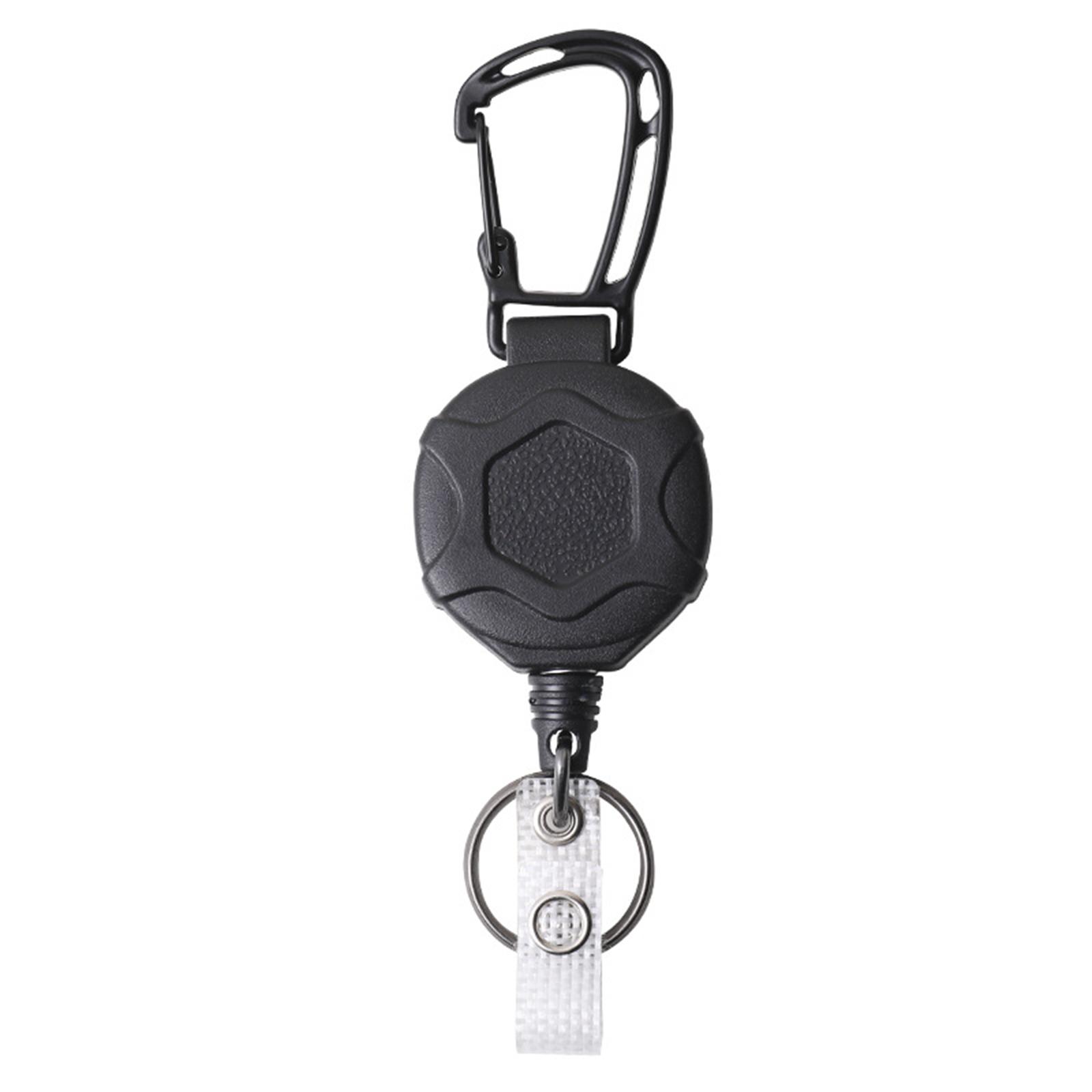 Retractable Keychain Carabiner Badge Holder Steel Wire Rope Buckle Key Holder with 31.5 Steel Retractable Cord