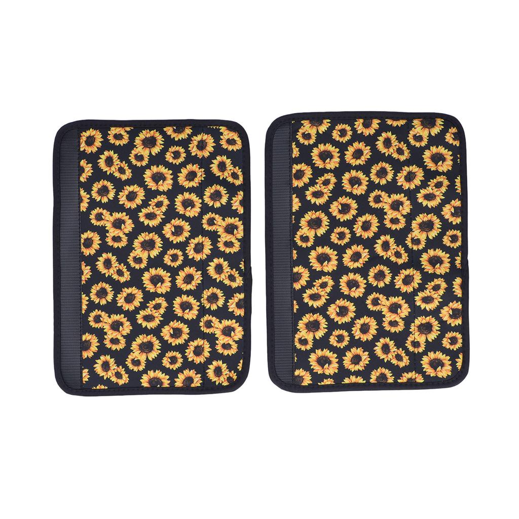 2pcs Seat Belt Shoulder Pads Soft Cushions Sunflower Pattern Comfortable Driving Universal for Car