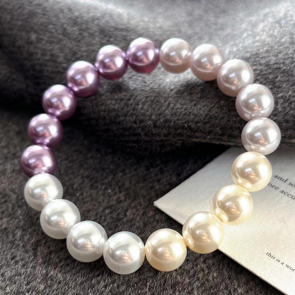 Vintage Strong Light High Quality Shijia Crystal Artificial Tahitian Morandi Maillard Pearl Bracelet