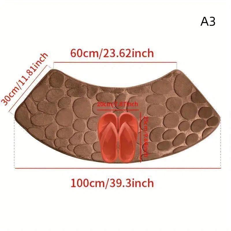 Velvet Non Slip 3D Cobblestone Embossed Bath Mat Absorbent Bathroom Floor Doormat Durable Rug for Home Entryway 1Pcs