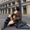 Fashion 2024 Style Fashion Pointed Toe Boots Pleated Over-the-Knee Boots Women’s Wide Cowboy Boots for Women