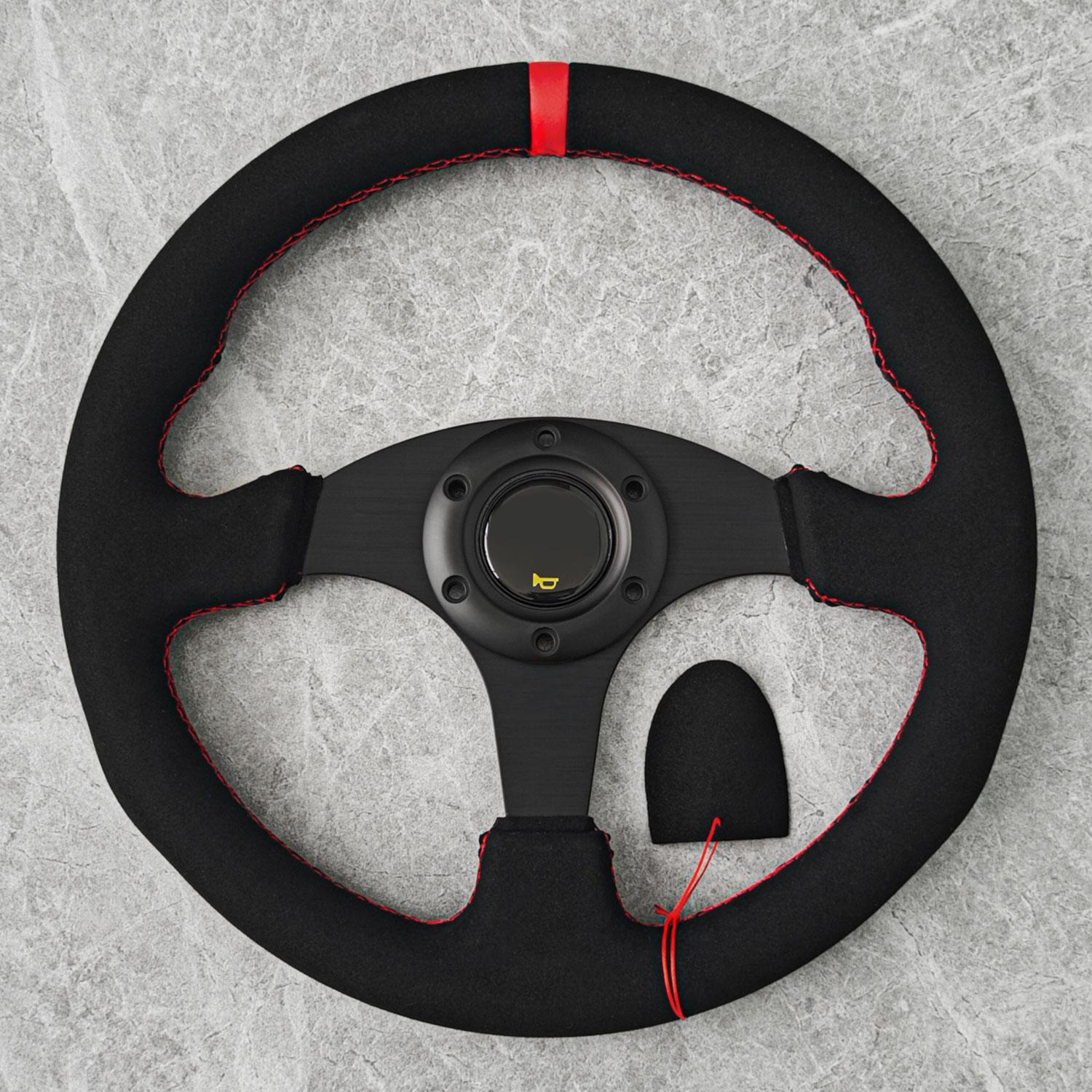 13inch Universal Car Sport Steering Wheel Red/Yellow Flat JDM Suede Leather Racing Steering Wheel красный