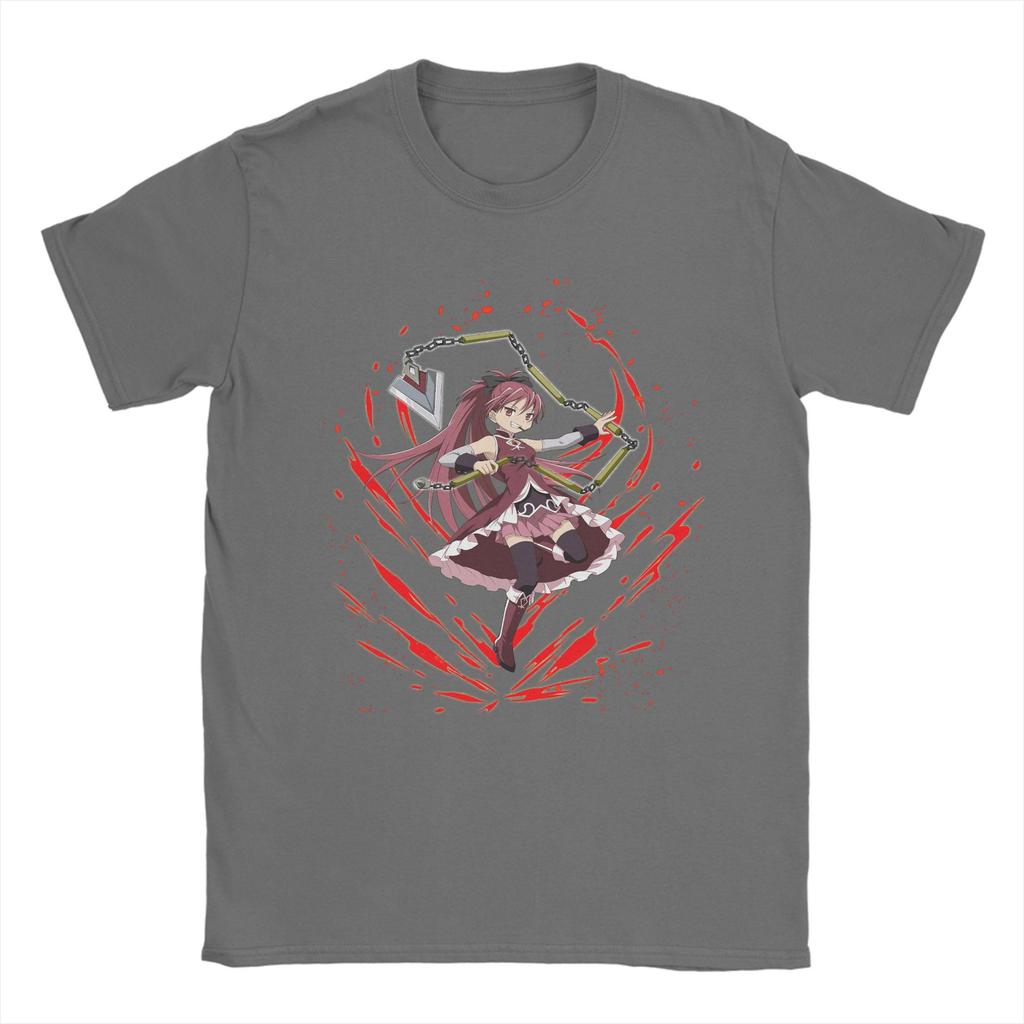 Mahou Shoujo Kyoko Sakura Unisexs T Shirts Madoka Magica Anime Tee Shirt Short Sleeve Crewneck TShirts Pure Cotton Clothing