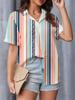 Damen Kurzarm Mode Bedrucktes Hemd Sommer Gestreifter Druck Damen Blusen Oberteile