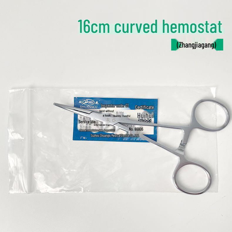 Large Stainless Steel Hemostatic Forceps: Pet Pliers, Needle Holder, Tweezers, Surgical Vessel Clamps - Straight & Curved Tips.