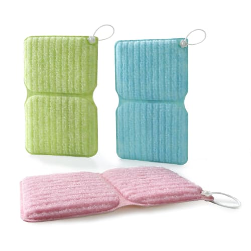 Sanko Bath Sponge for Bathtub Cleaning, Value Pack (3 Colors) - Special Fiber Removes Dirt with Just Water, Makes Bath Sparkling Fresh, Made In Japan,