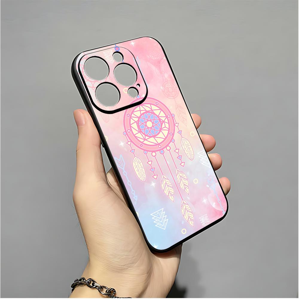 Retro Feather Dreamcatcher Phone Case For IPhone 16,15,14,13,12,11,XS,XR,X,8,7,Pro,Max,Plus,mini Silicone Black Cover