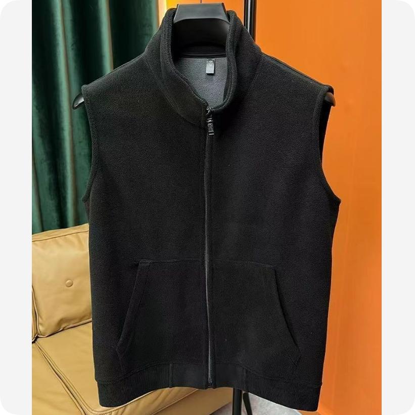 

Чоловічий жилет з полар-флісу зі стійкою коміром, осінньо-зимовий, потовщений з двостороннього австрійського флісу з додаванням оксамиту, безрукавний кардиган-жилет XXXXXL чорний
