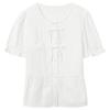Sancai Plus Size 100% Cotton Jacquard White Blouse