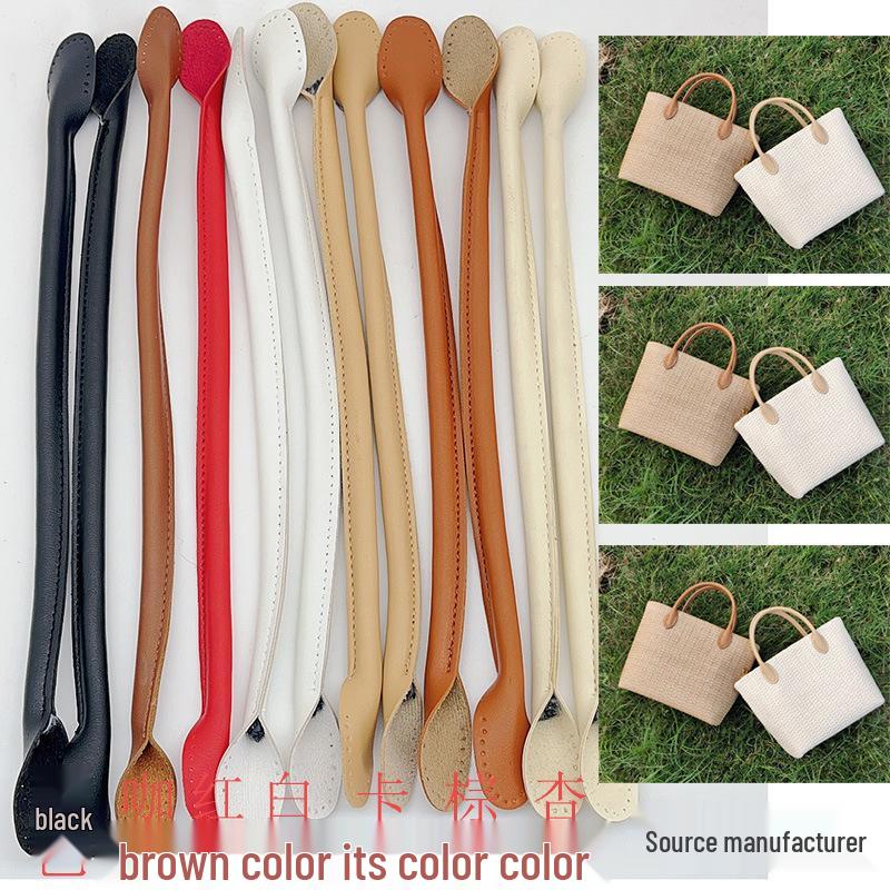 PU Leather Bag Strap with Core Stitching and Oiled Edges - Hand-Sewable Leather Handles and Accessories