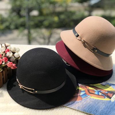 Wollene Wollene Beckenhut Damen Retro Britischer Dom Eimerhut Nischendesign Damen Hut