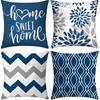 Light Blue Pillow Covers 18x18 Set of 4, Decorative Couch Throw Pillow Cover for Geometric Sofa,Linen Cushion Case Outdoor Home Decoration