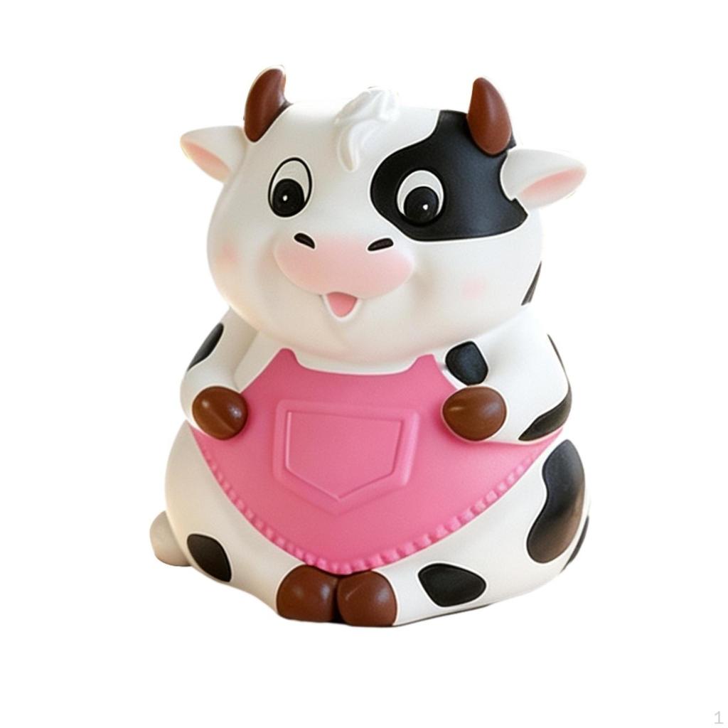 Cow Planter Cute Figurine with Adorable Animal Pot for Plant Lovers, Windowsill, Desk,