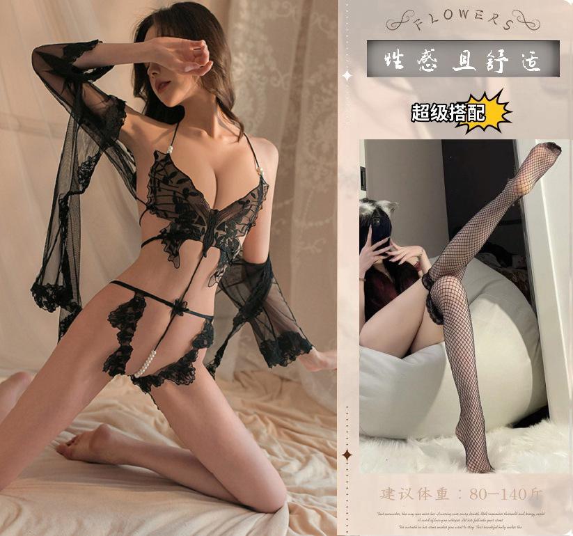 Sex Underwear Sexy Perspective Butterfly Straps Flirty Underwear Outer Blouse Sex Women's Suit