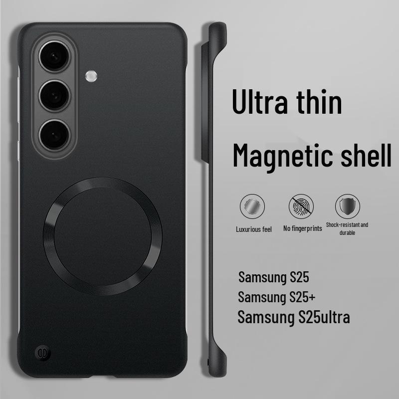 

Samsung S26 Ultra Metal Magnetic Phone Case with Paint Finish, Borderless Design for S26 Plus S26 Plus чёрный