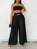 Women's Pleated Wide Leg Pants with Metal Fasteners Multi Color Casual Trousers