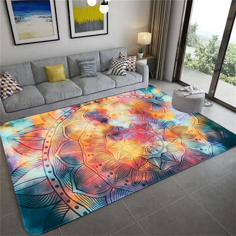 Colorful Star Sky Mandala Carpet for Living Room Gorgeous Floor Mat Girl Rug Floral Bathroom Area Rug Hallway Bedroom Decoration