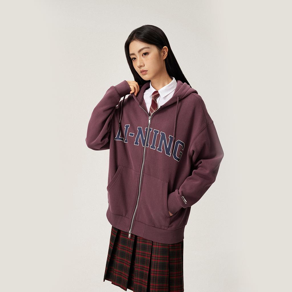 Li Ning Weekend Youth Sweatshirt Unisex Dark Red Purple AWDUA11-4