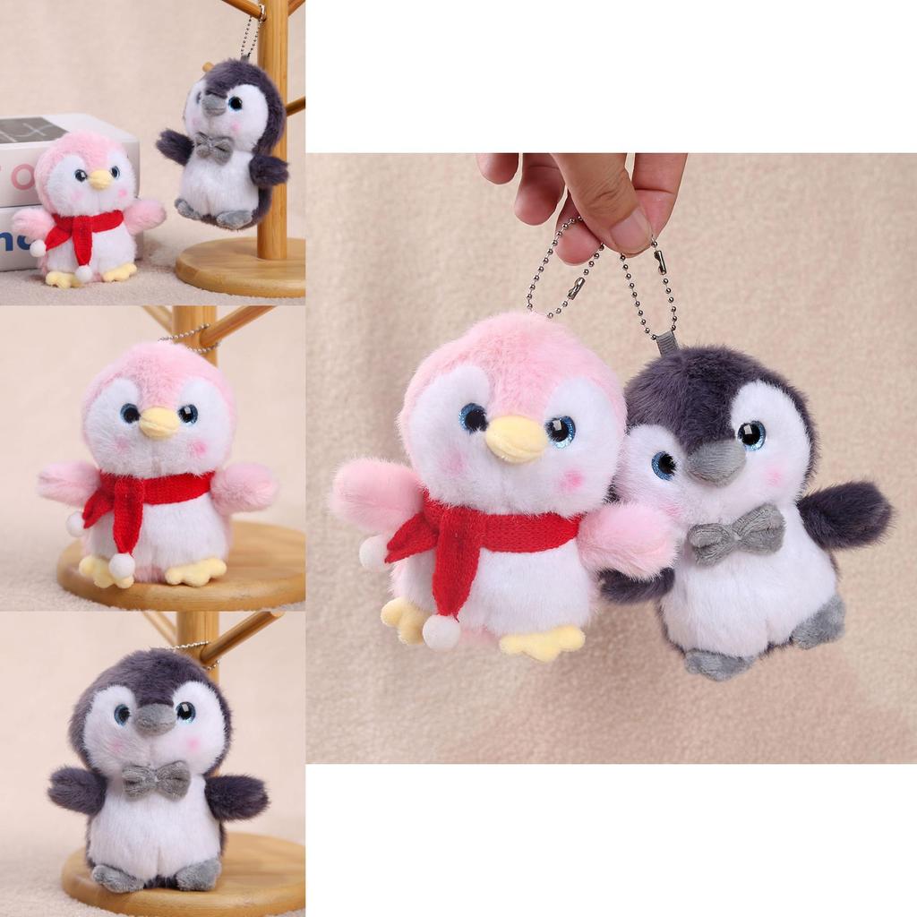 Penguin Plush Keychain With Bow Tie And Scarf Design For Bag Decor