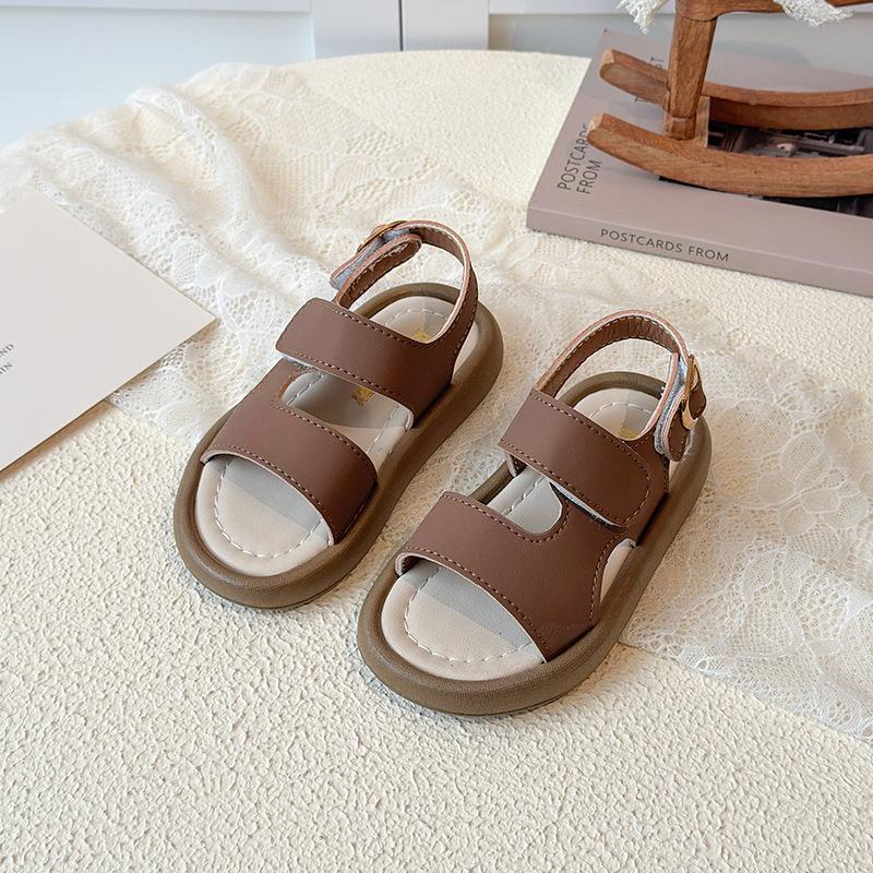 

Girls New Style Flip-flops for Casual Wear, Boys Magic Fastener Soft-soled Beach Shoes 25 коричневий
