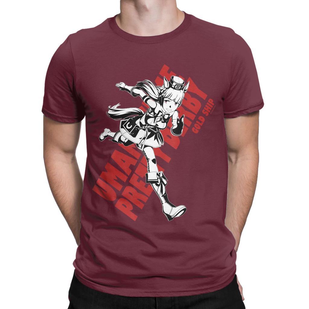 Umamusume Pretty Derby Gold Ship T-Shirts Men Vintage Cotton Tees Crewneck Short Sleeve T Shirts Plus Size Clothing