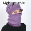 Thicken Warm and Windproof Riding Hat Knitted Scarf Ladies Winter Woolen Hat Plus Fleece Warm Knitted Hat Scarf Set