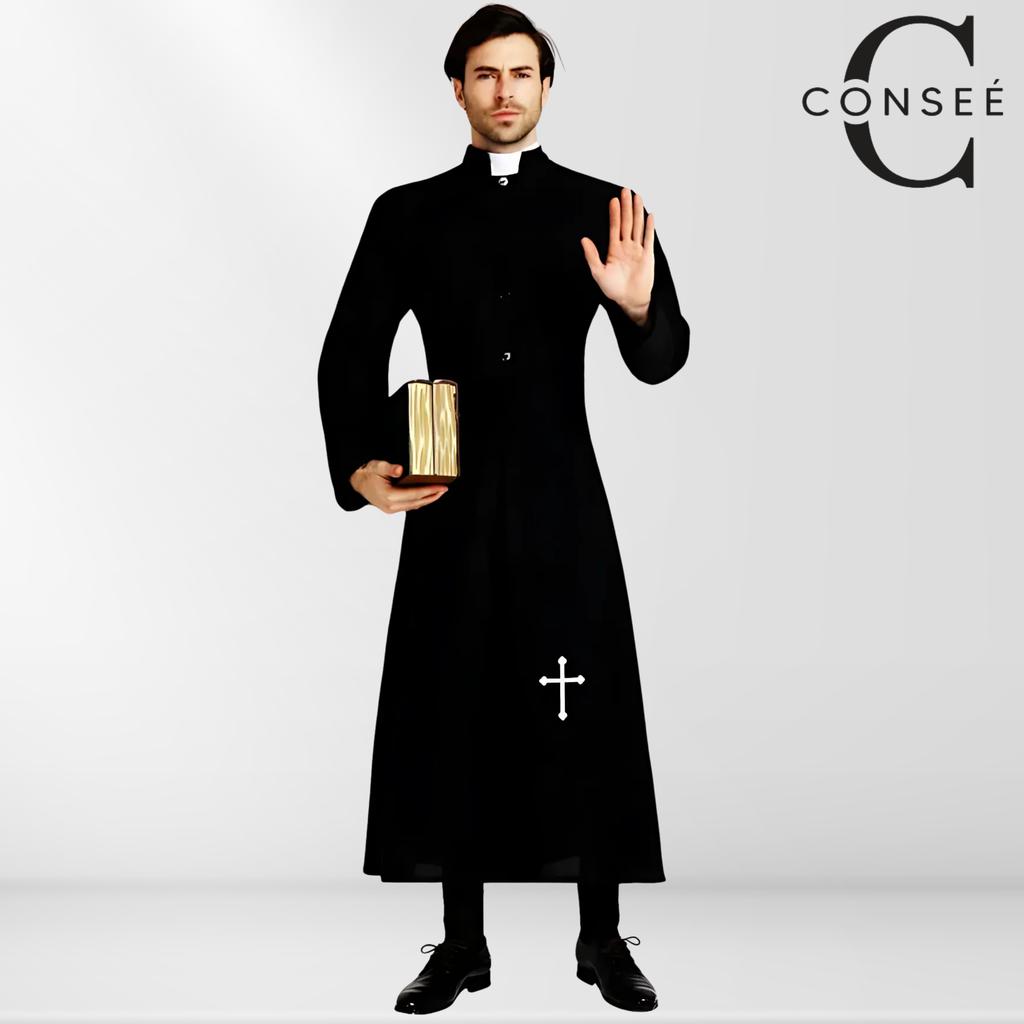 Priest's Carnival Costume, Priest's Cassock For Adults, Fancy Dress Costume
