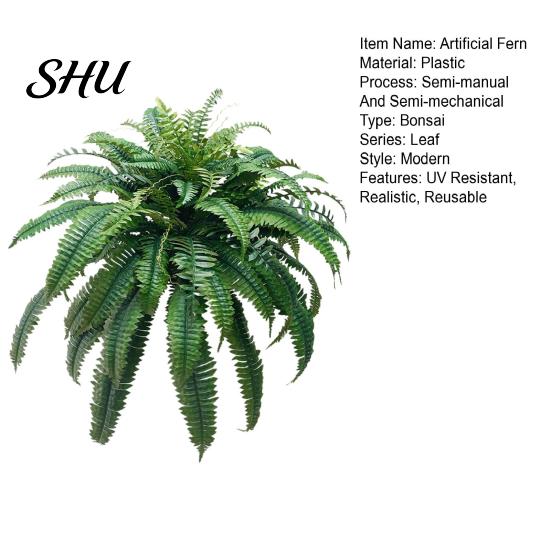 Realistic Artificial Fern UV Resistant Reusable Home Wedding Party Faux Natural-looking Greenery Plants Indoor Outdoor Garden Yard Decoration