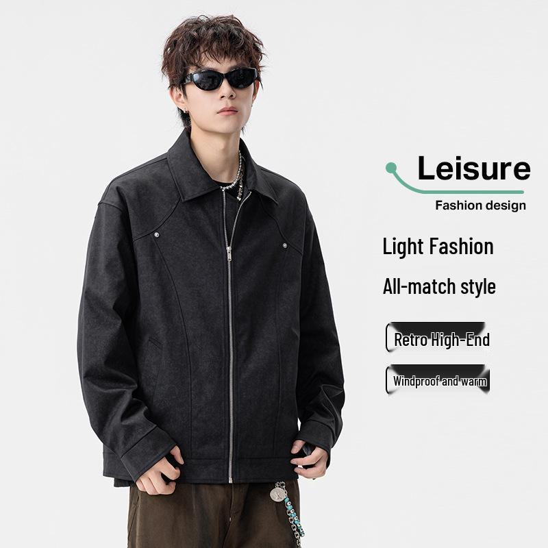 Men's Trendy Lapel Jacket: Spring & Autumn Plus Size Casual Outerwear