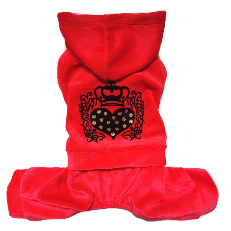 Spring and Autumn's New Pet Clothing, Velvet Four-legged Crown Printed Pet Clothing for Puppies