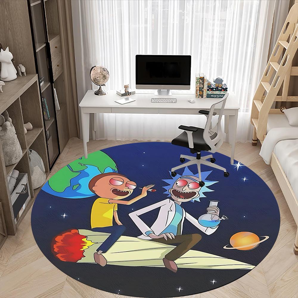 1pz Tappeto Rotondo Rick and Morty per Ufficio, Sotto Sedie da Ufficio Camera da Letto Soggiorno Arredamento Casa, Decorazione Stanza, Disponibile in Varie Misure