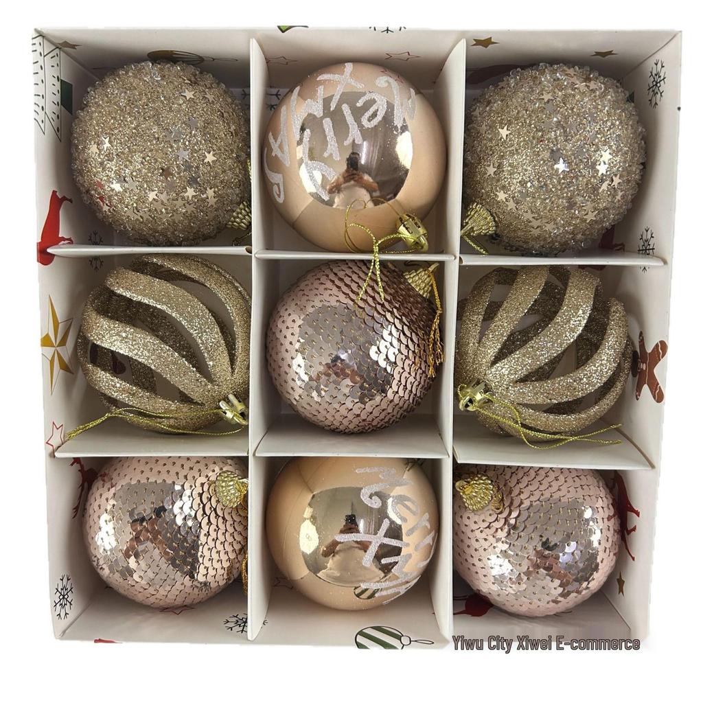 8CM Painted Glitter Christmas Ball Set Irregular Hollow Hanging Ornaments