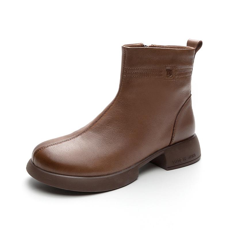 Die erste Schicht Rindsleder Kurzstiefel für Damen im Herbst und Winter 2025, die neuen Retro-Leder-Mode Chelsea kleine Lederstiefel für Damen