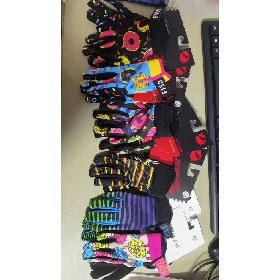 FISD kids  7 color Super Donut Wheel Glitz Riding dirt bike long finger touch screen gloves
