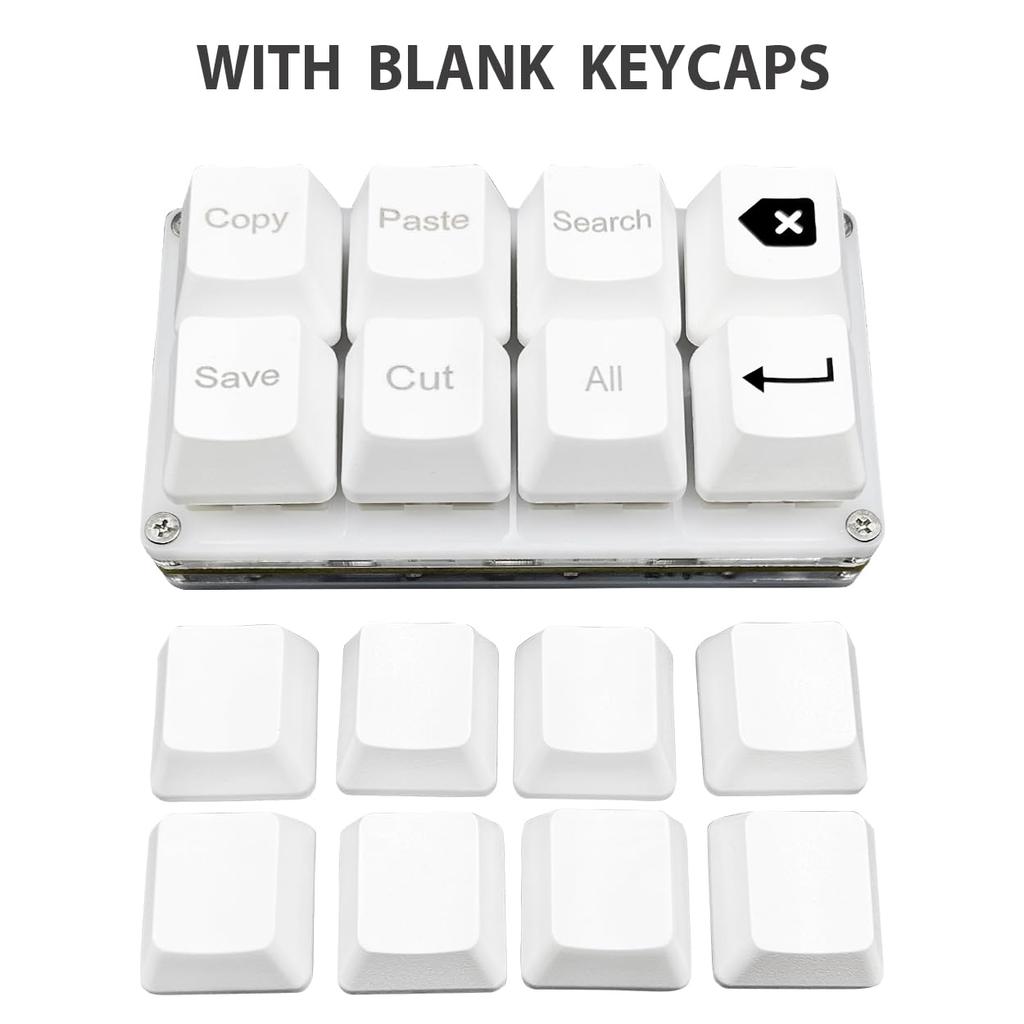 BTXETUEL Copy Paste Search Backspace Save Cut All Input 8 Key Keyboard SayoDevice OSU Keypad Programmable Mechanical Shortcut Macro Keyboard for Work