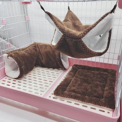 2-in-1 Hamster Hängematte Doppelt Warm Verdickt Kleintier Nerz Eichhörnchen Meerschweinchen Hängebett Haustierkäfigmatte Komfortables Zubehör