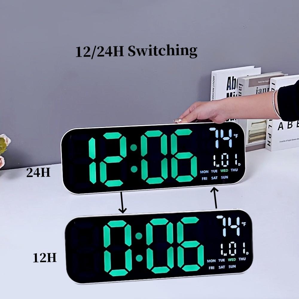 Große Digitale Wanduhr Fernbedienung TEMP Datum Woche 2 Alarme Timer 12/24H 10 Stufen Helligkeit Automatische Helligkeitsregelung LED Wecker